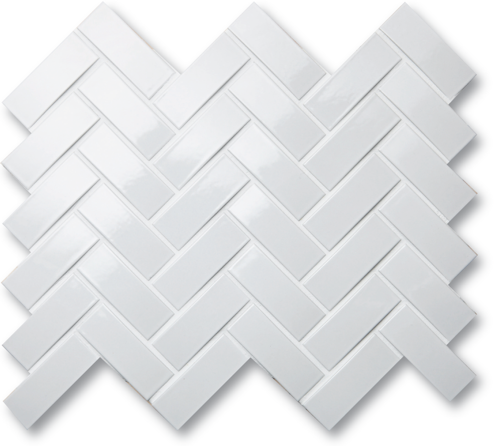 Arc 1x3 Glossy White Herringbone
