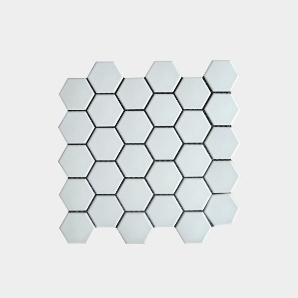 Floor White 2" Hex Mosaic